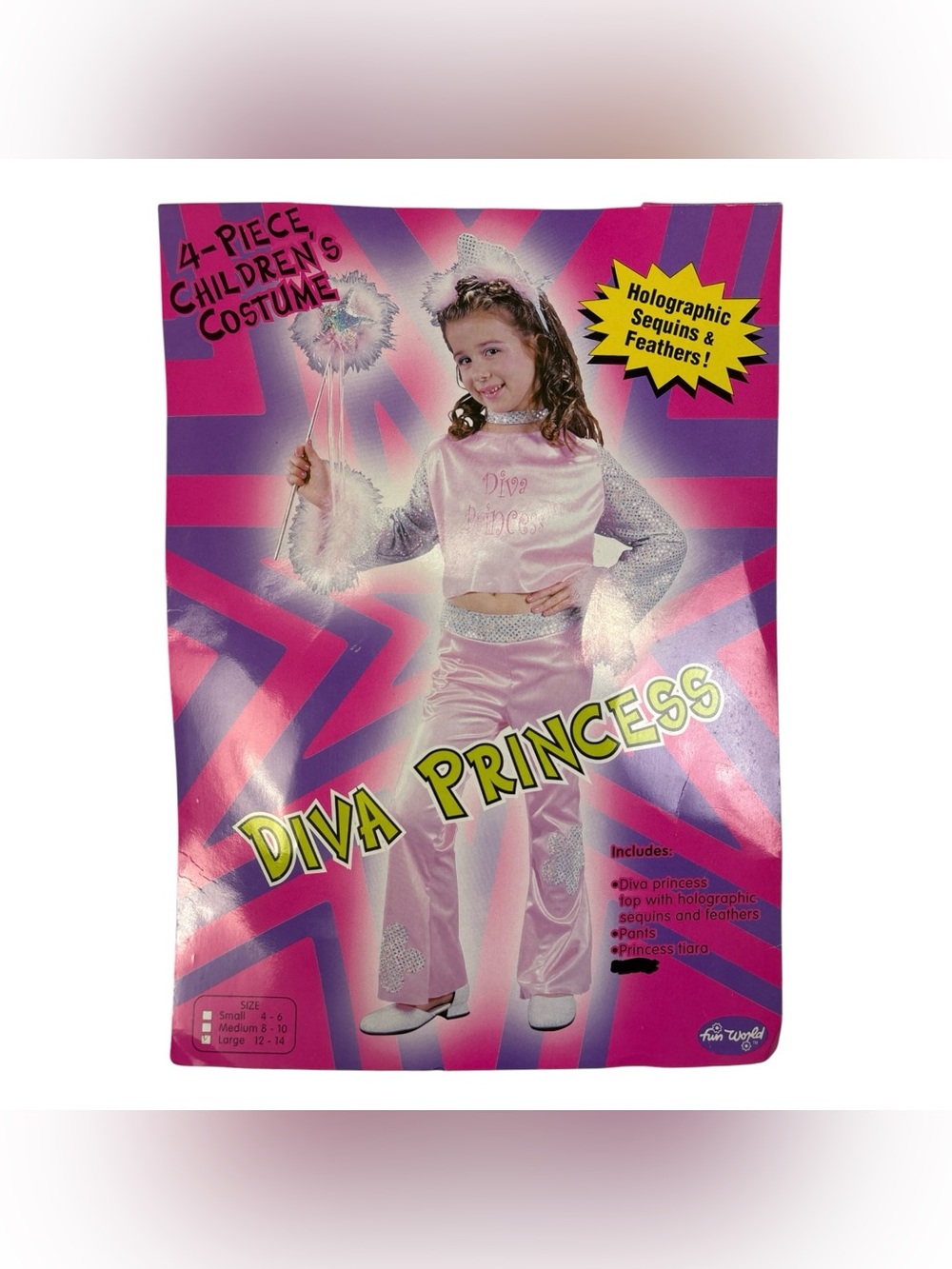 Fun World Girl's Large (12-14) Diva Princess Halloween Costume Dress Up Party